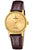 Damenuhr Festina mit rundem goldfarbenem Gehäuse, braunem Lederarmband und hellem Zifferblatt