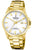 Festina Herrenuhr: goldenes Band, weißes Zifferblatt, Datum 18, Saphirglas