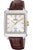 Festina Herrenquarzuhr mit rechteckigem silbernem Gehäuse und braunem Lederarmband, weißem Zifferblatt