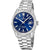 Herrenarmbanduhr mit blauem Zifferblatt, Edelstahlarmband und Datumsfenster