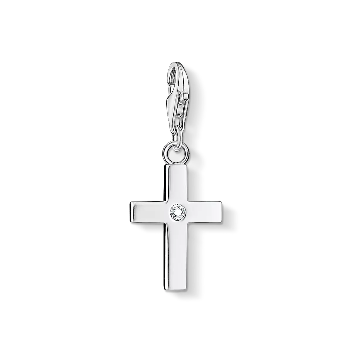 Pendentif croix en argent sterling 925 avec petite pierre dans la croix