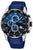 Herren-Chronographenuhr mit blauem Zifferblatt, Chrono-Subdials und Datumsfenster, blauem Silikonband