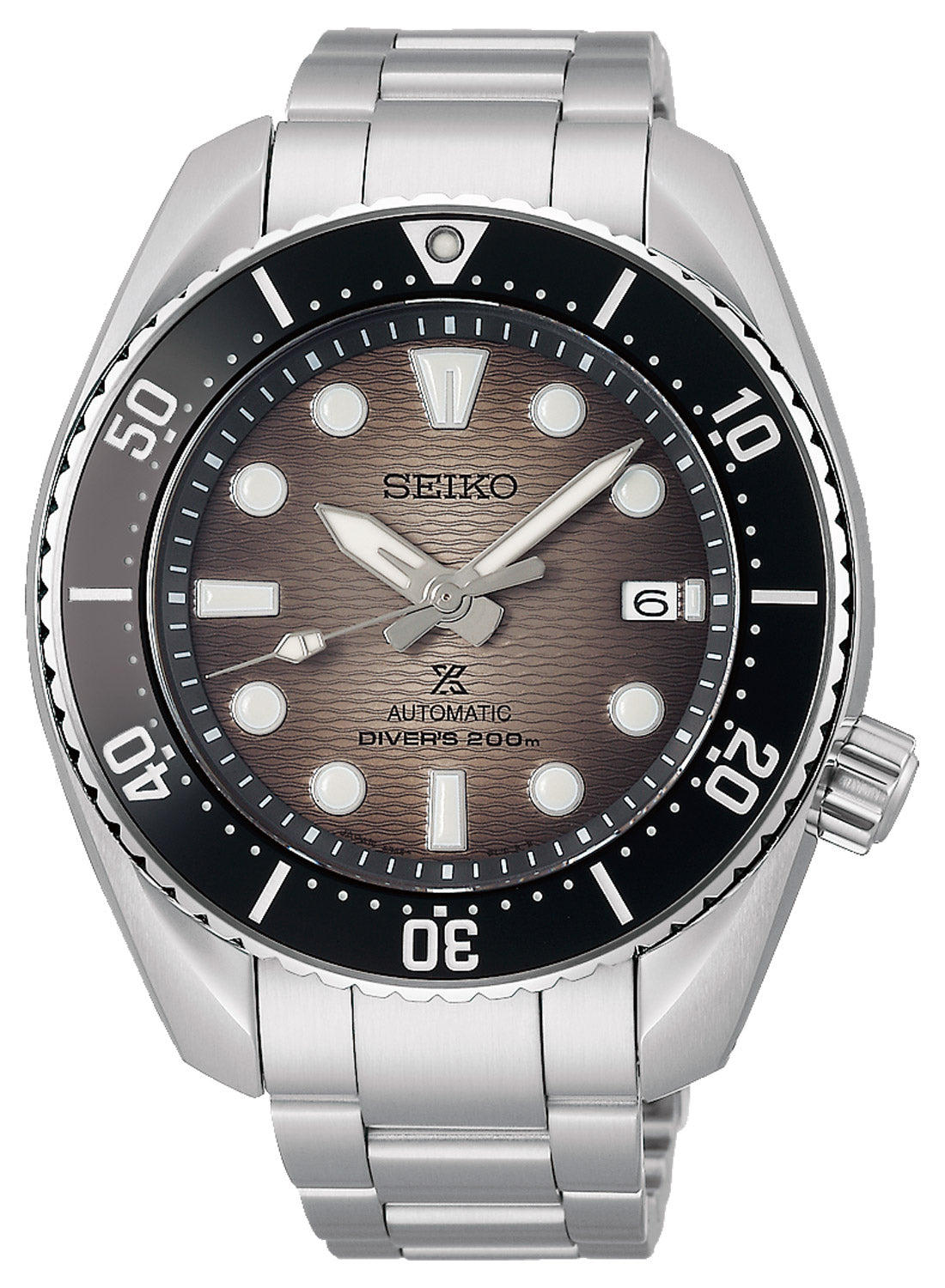 Seiko Prospex Sea Herren-Automatik-Taucheruhr mit Metallarmband, schwarzem Zifferblatt