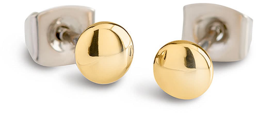 Boucles d'oreilles plaquées or avec éléments ronds en forme de boule et fermoir à poussette
