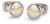 Clous d'oreilles en titane : têtes rondes avec diamant et accent doré en set