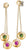Longues boucles d'oreilles pendantes avec anneaux dorés et cabochons ronds (vert, violet)