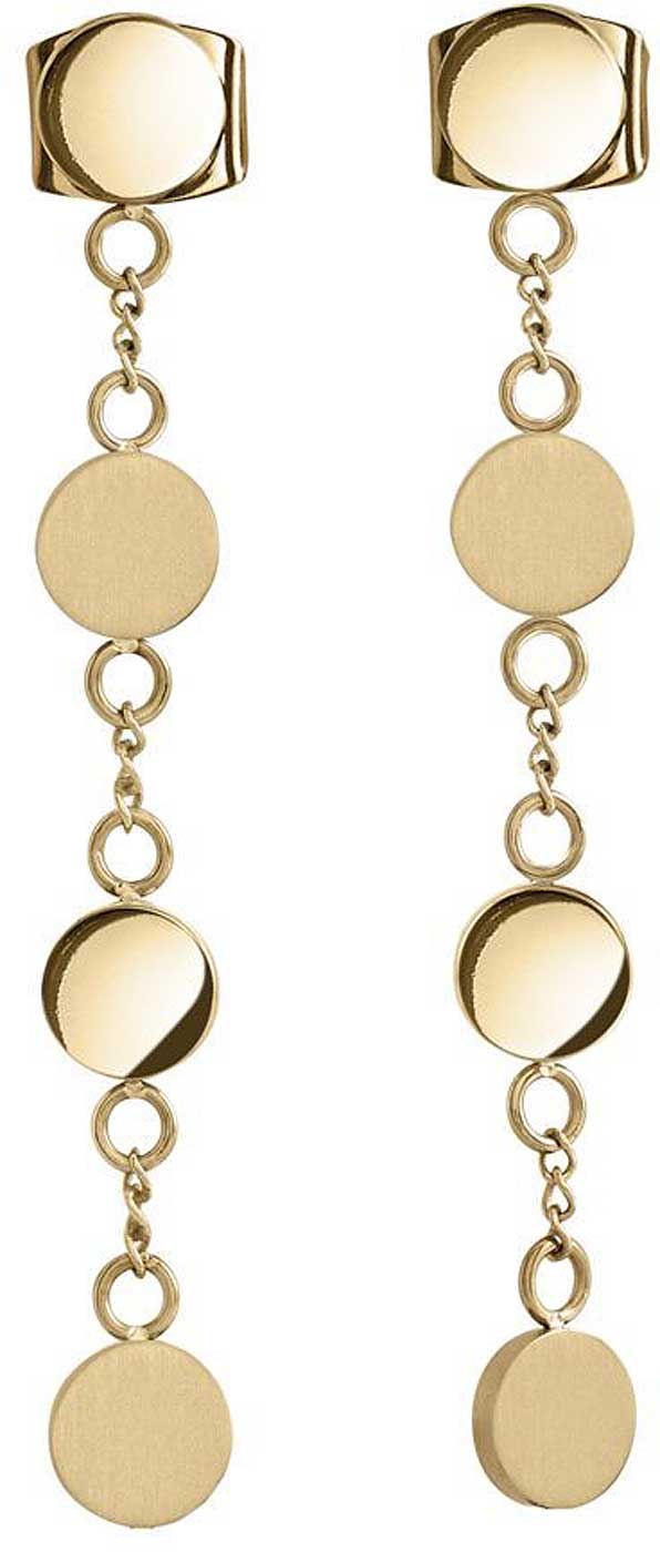 Boucles d'oreilles Titan avec pendentifs plaqués dorés et détails de chaîne
