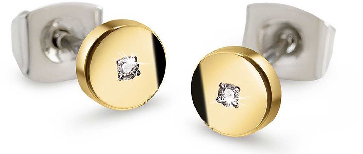 Clous d'oreilles en titane avec un design rond doré et un petit diamant au centre