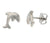 Clous d'oreilles Titan motif dauphin, couleur argent, fermoir poussette