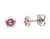 Clous d'oreilles en titane en forme de fleur avec zirconias roses, sertis ronds