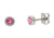 Clous d'oreilles en titane avec pierre ronde rose, bordure argentée et fermoir poussette