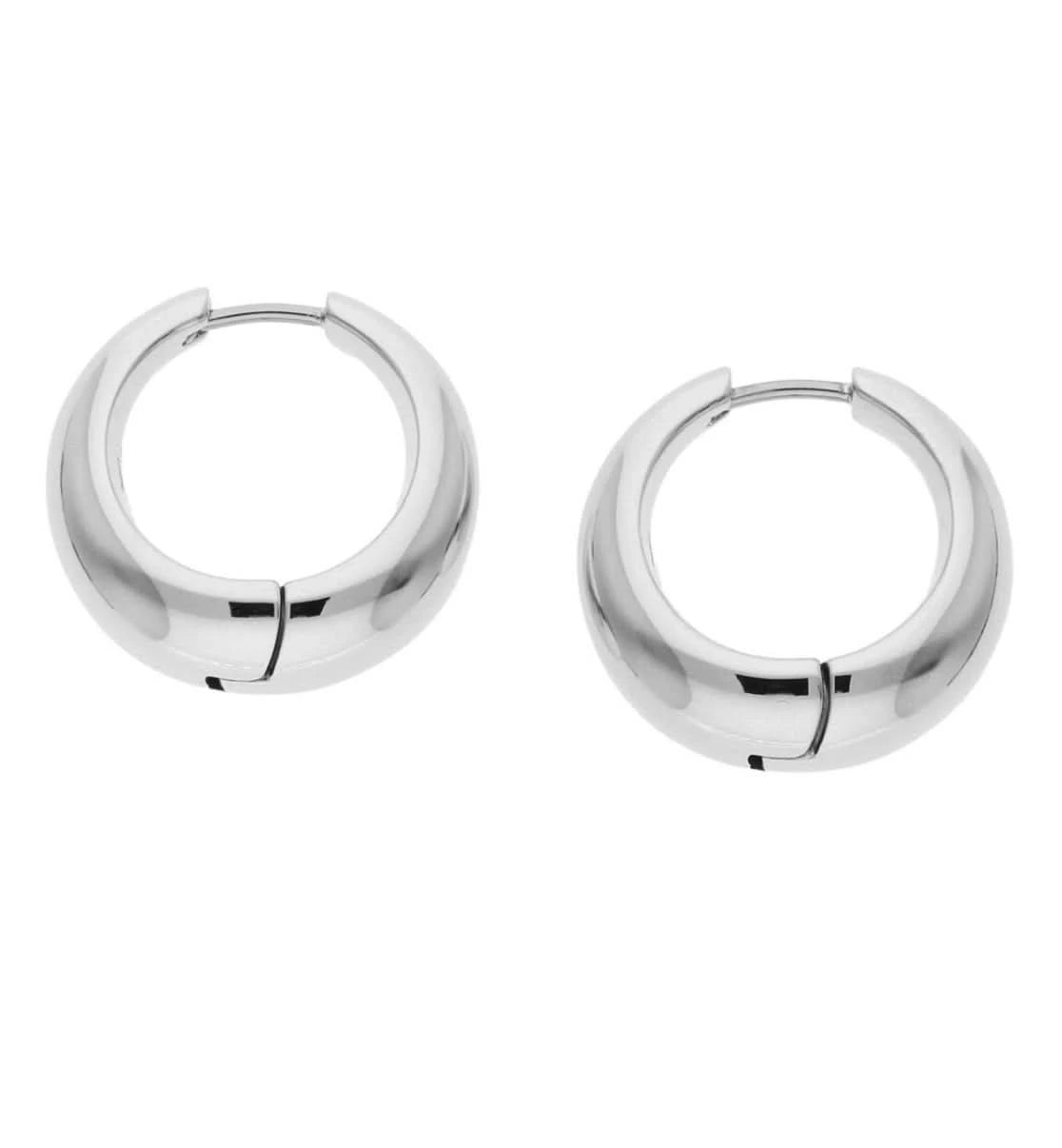 Créoles Titan, argenté brillant, créole ronde à charnière avec barre