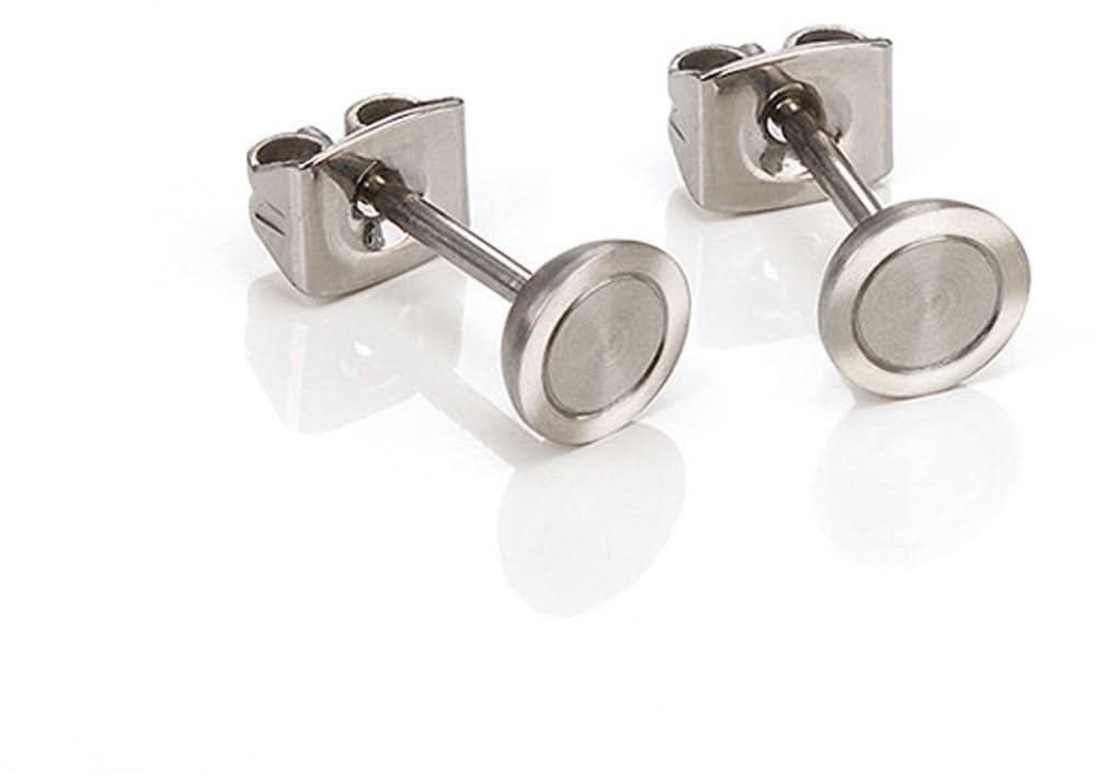 Clous d'oreilles satinés mats avec disques ronds, couleur argent