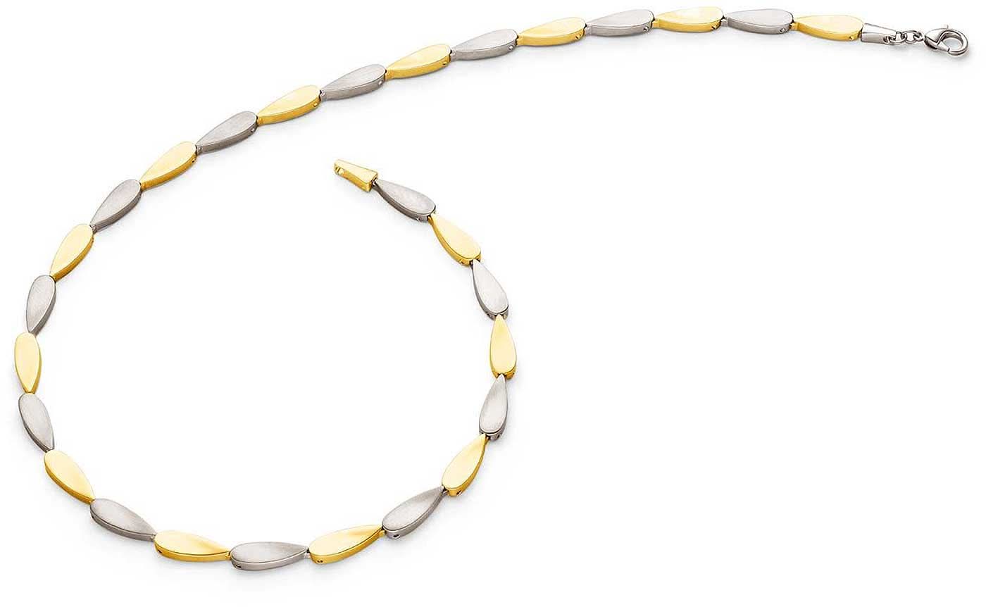 Collier bicolore à maillons ovales aspect or et argent, avec fermoir mousqueton