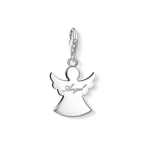 Pendentif ange gardien en argent sterling 925 avec motif d'ailes et passant