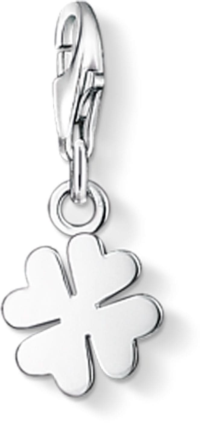 Kleeblatt-Anhänger aus 925 Sterlingsilber mit Öse und vierblättrigem Motiv