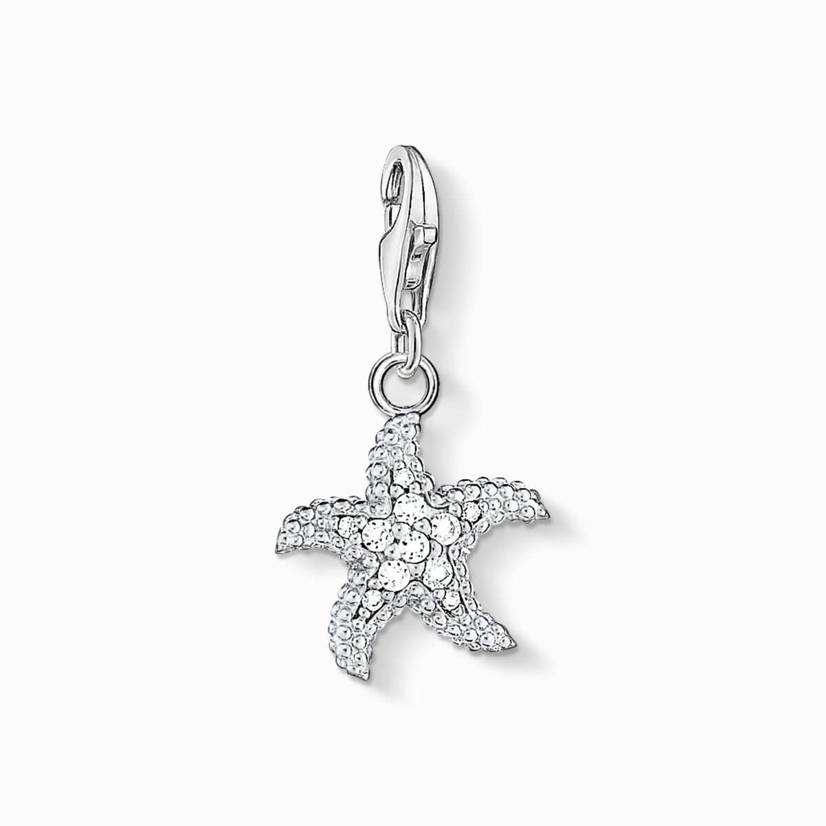 Charm étoile de mer en argent sterling 925 avec pierres scintillantes