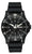 Herrenarmbanduhr mit schwarzem Zifferblatt, weißen Markierungen und schwarzem Armband