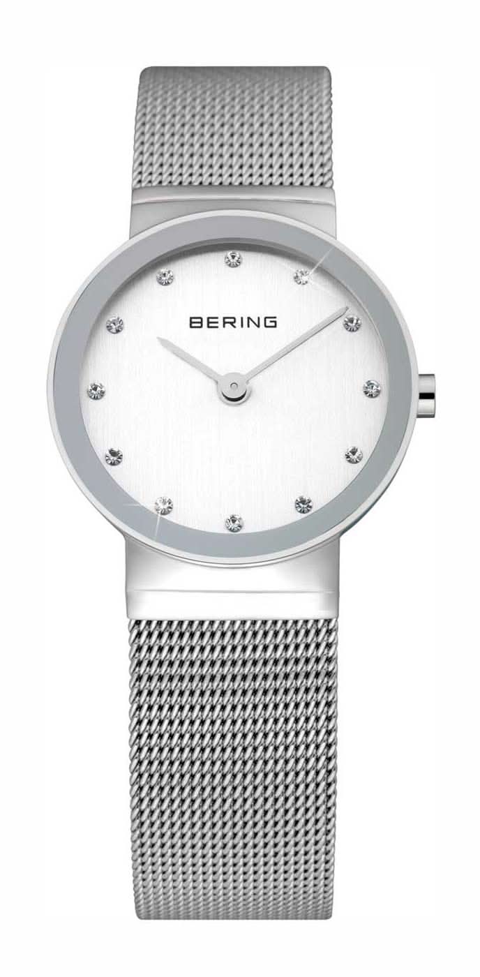 Montre pour femme avec bracelet milanais argenté et cadran blanc, verre saphir