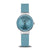 Bering Damenuhr mit rundem Saphirglas, blauem Zifferblatt und Silikonarmband