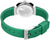 Montre pour femme avec bracelet vert, boucle ardillon et trous de réglage visibles