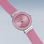 Montre femme oblique avec bracelet rose et cadran rond rosé