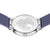 Fond de montre pour femme avec gravure sur fond en acier inoxydable et fermoir bracelet milanais violet.
