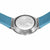 Bering Damenuhr Rückseite mit Gravur, blaues Silikonarmband, Edelstahlboden