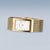 BERING Damenuhr mit breitem goldfarbenem Milanaise-Armband und rechteckigem weißem Zifferblatt