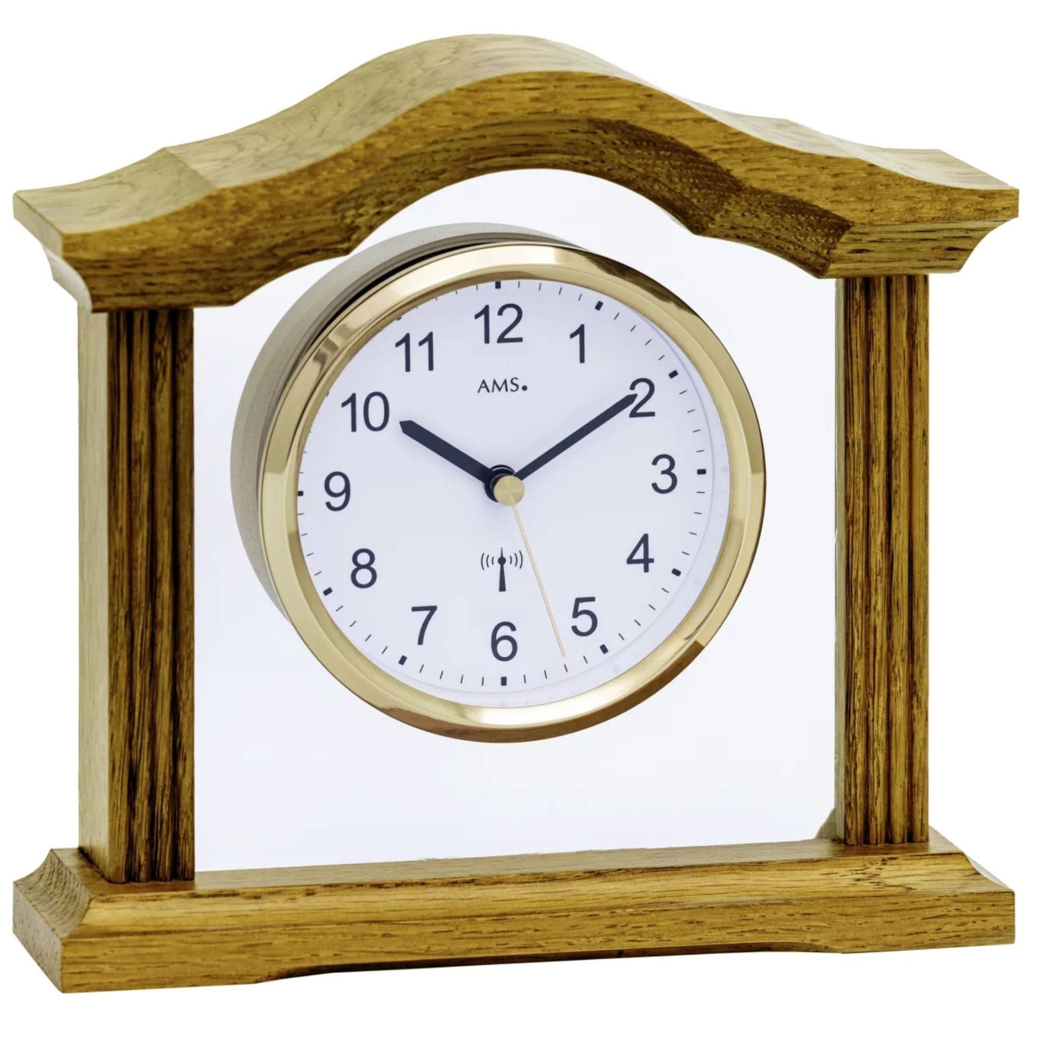 Horloge de table AMS 19x18x6 cm Bois • Radio-pilotée • Silencieuse