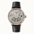 Herrenuhr mit schwarzem Lederband, silbernem Skelett-Display und Mineralglas