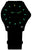 Bracelet de montre pour homme avec cadran noir et index verts lumineux, bracelet noir