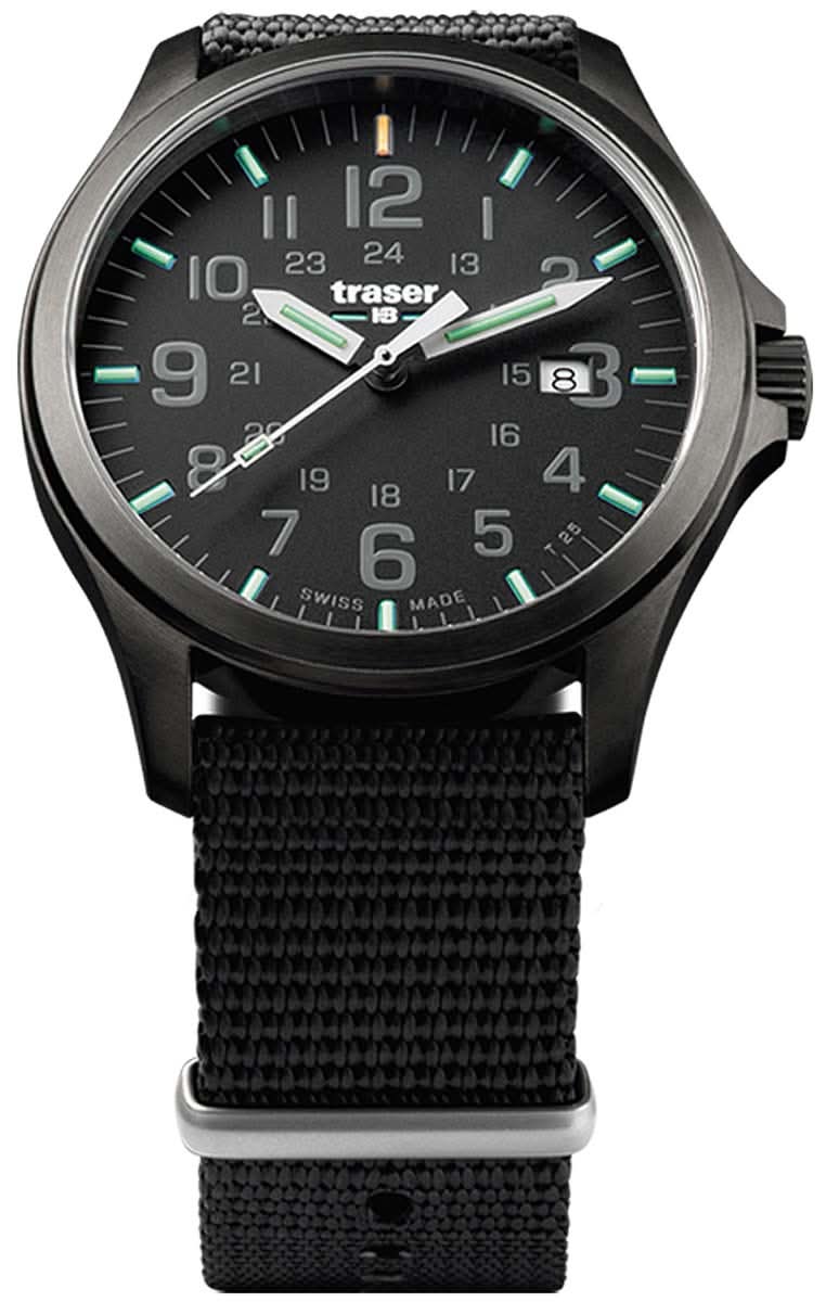 Montre pour homme Traser P67 Officer Pro avec boîtier noir et bracelet en textile