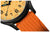 Montre homme : bracelet en caoutchouc texturé orange et boîtier noir