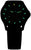 Montre homme avec cadran noir, index luminescents verts et boîtier noir