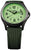 Montre pour homme avec cadran vert, boîtier noir et bracelet en tissu.