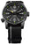 Montre homme avec cadran noir, index luminescents verts et bracelet textile noir