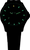 Cadran de montre-bracelet avec index luminescents verts et aiguilles luminescentes.