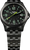 Bracelet de montre pour homme avec cadran noir et index lumineux verts, bracelet en acier inoxydable