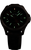 Bracelet de montre pour homme avec cadran noir, index lumineux verts et bracelet en cuir