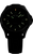 Montre homme avec cadran noir, aiguilles et index luminescents jaune-vert