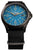 Montre homme avec boîtier noir, cadran bleu et bracelet textile noir