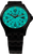 Montre homme avec cadran turquoise, chiffres luminescents, bracelet en métal noir