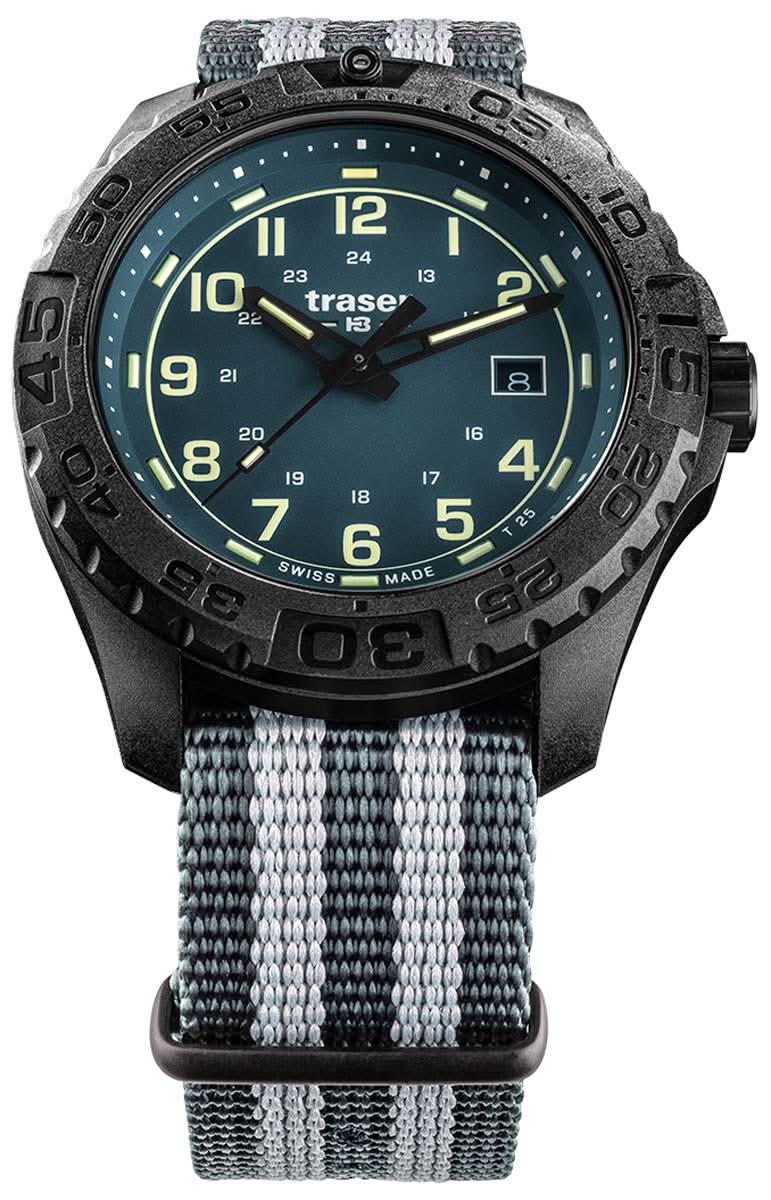 Bracelet de montre pour homme avec boîtier rond noir, bracelet en nylon gris et chiffres lumineux