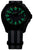 Bracelet de montre pour homme avec boîtier noir, bracelet en tissu foncé et chiffres verts lumineux