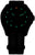 Bracelet de montre pour homme avec cadran noir, index lumineux verts et point orange