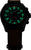 Montre homme avec bracelet en cuir marron, boîtier noir, chiffres verts lumineux