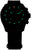 Montre homme avec bracelet noir et index lumineux verts sur cadran noir