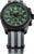 Chronographe pour homme avec cadran vert lumineux, boîtier noir, bracelet textile gris