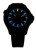 Bracelet de montre pour homme avec bracelet noir ; cadran bleu avec aiguilles lumineuses jaunes et vertes